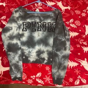 Pink long sleeve fleece cropped sweatshirt